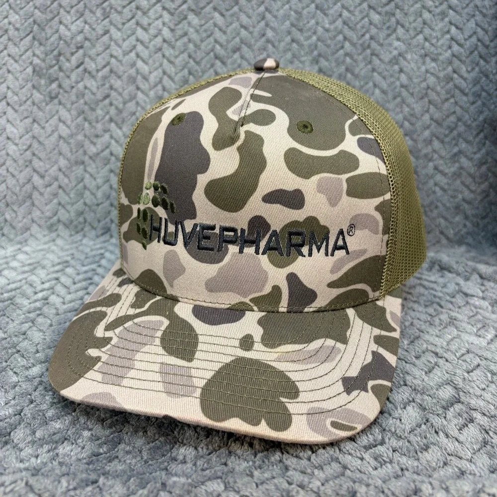 Richardson 112PFP Duck Camo Trucker Hat Huvepharma Mesh Snapback Cap Mens